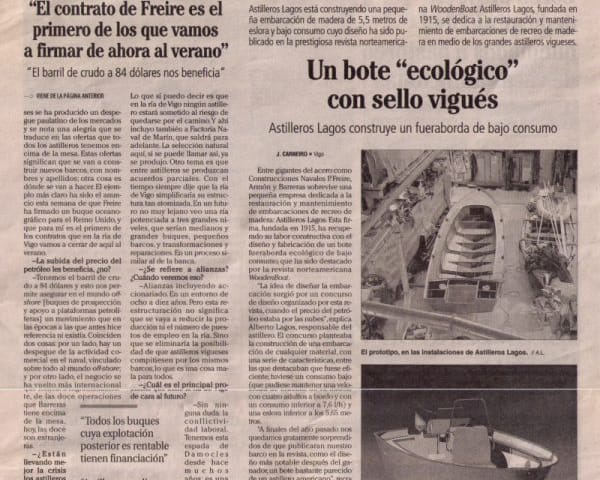 Artículo del Lagos 5.5 en el Faro de Vigo