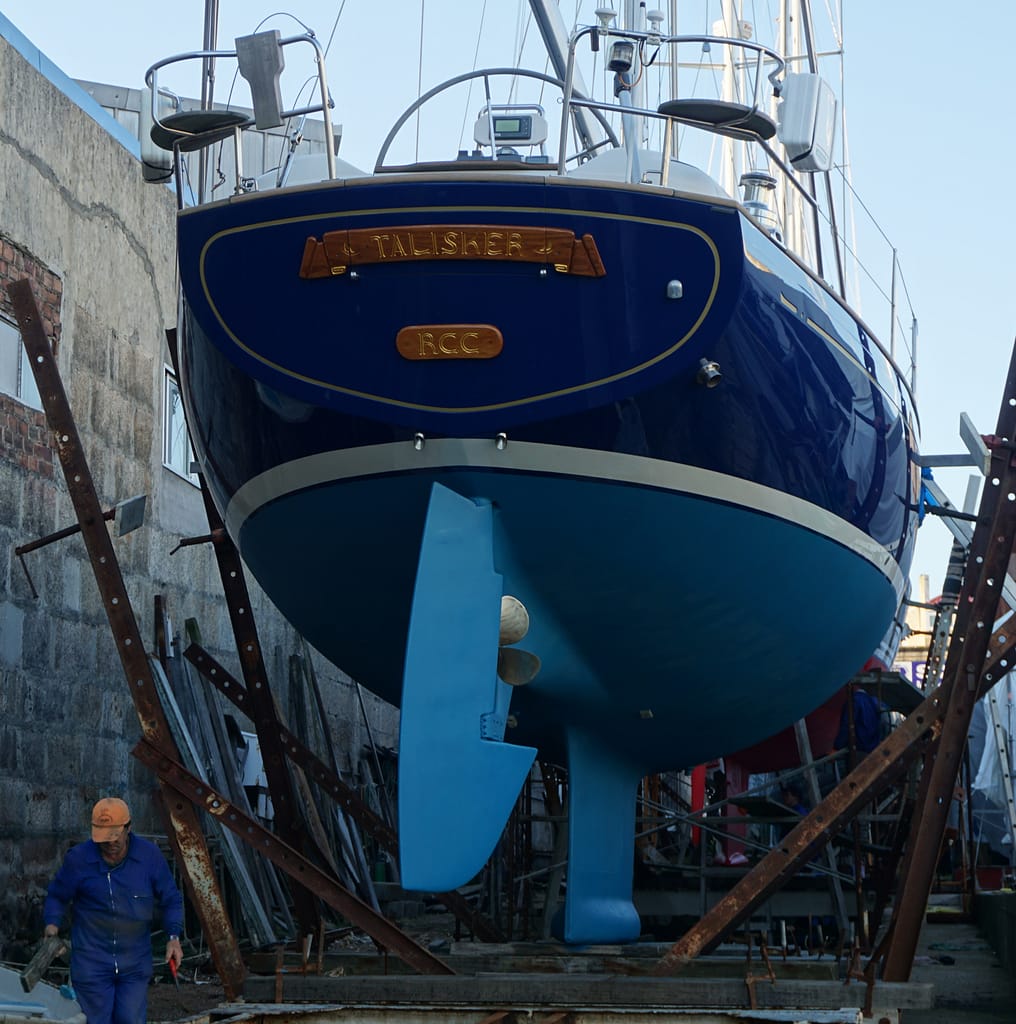 TALISKER, Fantasi 44 on Astilleros Lagos Boatyard slipway