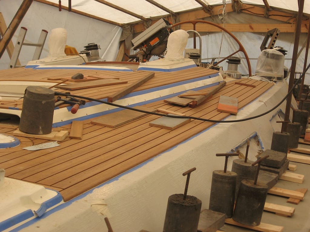 Building a new teak deck for Grand Soleil 43