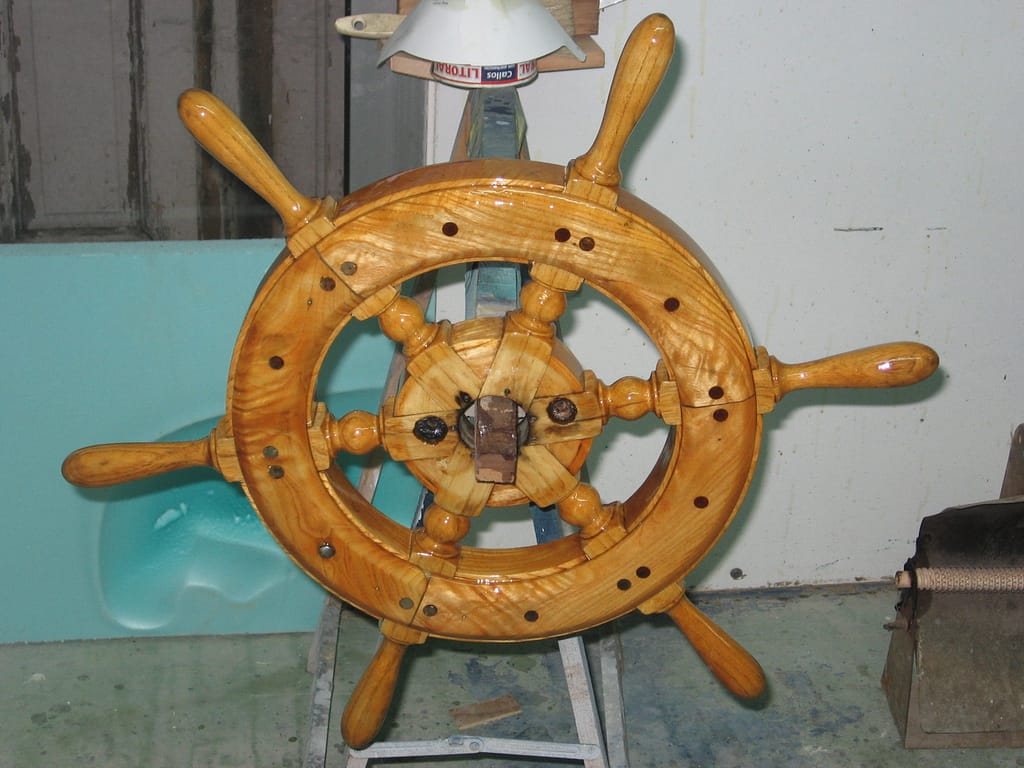 Restored wooden wheel of OMOA