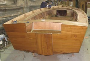 Wooden outboard Lagos 5.5 during building process