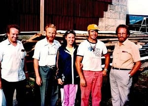 De Izquierda a Derecha Nito, Alfredo, Sra. Gancedo, Felix Gancedo, campeon del mundo de Snipe y Juan.