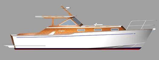 Render of the classic aspect motorboat Lagos L12