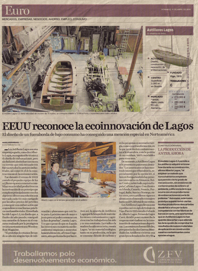  Artículo en el Atlántico Diario sobre Astilleros Lagos y el Lagos 5.5